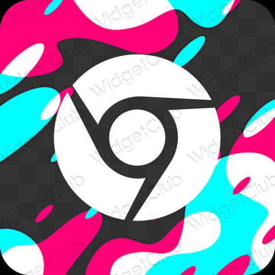 Esthétique rose néon Chrome icônes d'application