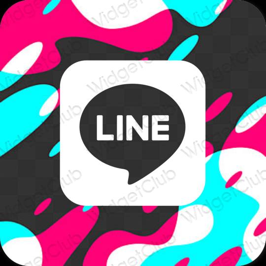 Estetisk neon rosa LINE app ikoner