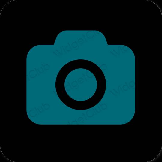 Esztétika kék Camera alkalmazás ikonok