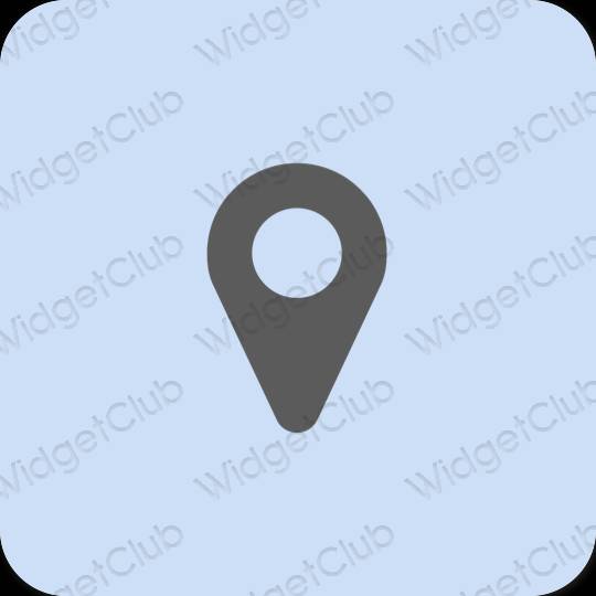 Estetis biru pastel Map ikon aplikasi