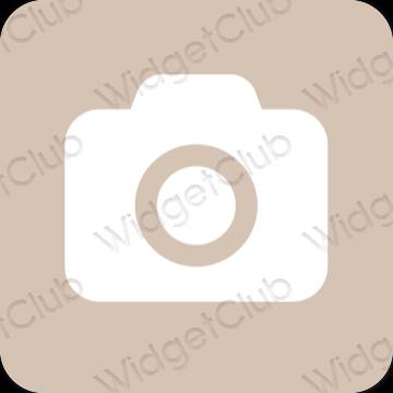 Esthétique beige Camera icônes d'application