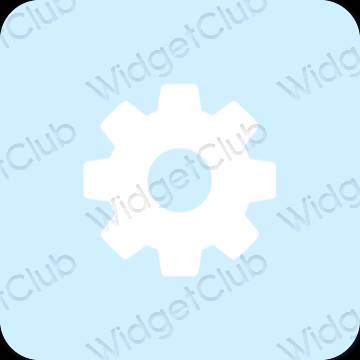 Естетичен пастелно синьо Settings икони на приложения