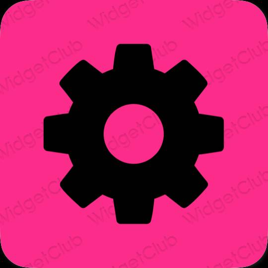 Aesthetic neon pink Settings app icons