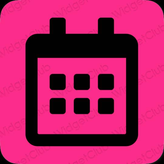 زیبایی شناسی صورتی نئونی Calendar آیکون های برنامه
