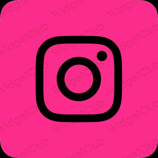 Aesthetic neon pink Instagram app icons
