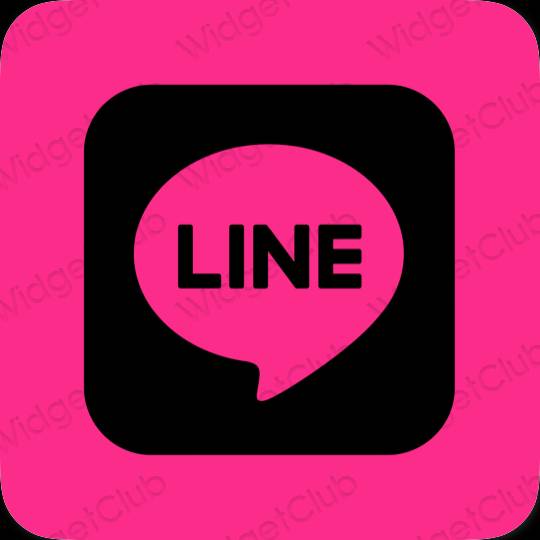Aesthetic neon pink LINE app icons