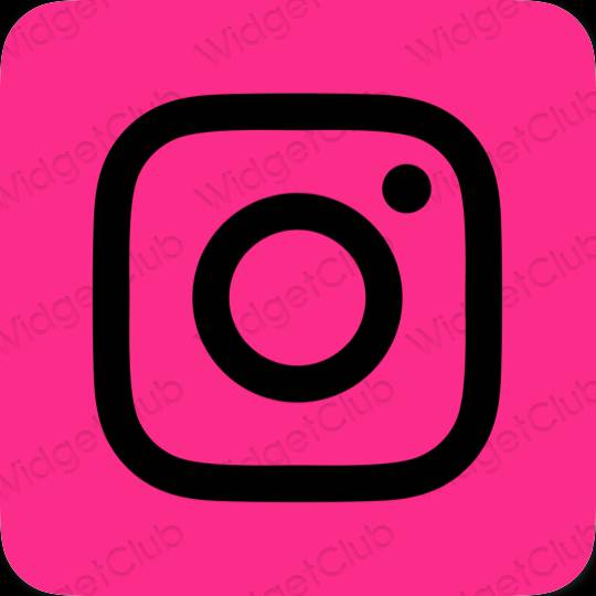 Aesthetic neon pink Instagram app icons