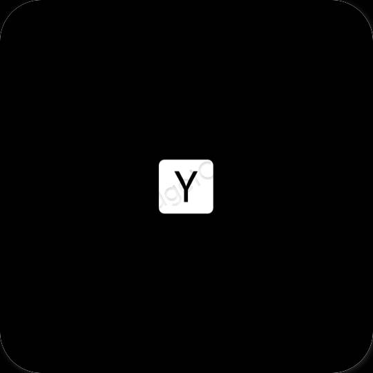 Estetyka czarny Yahoo! ikony aplikacji