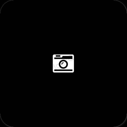 Estetic negru Camera pictogramele aplicației