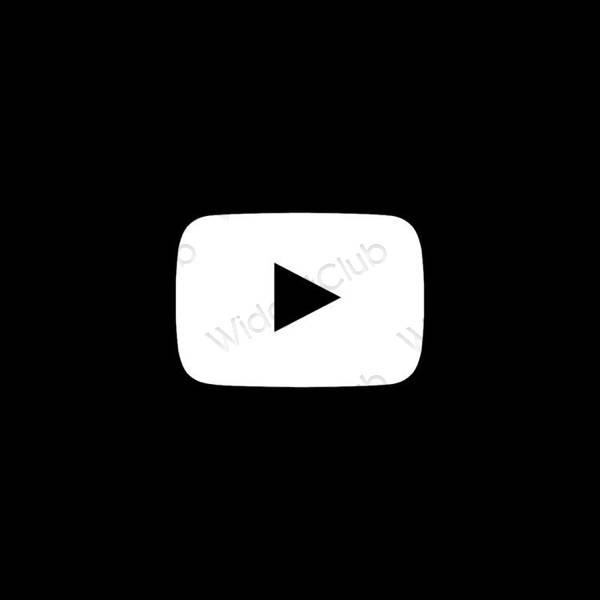 Estetinis juodas Youtube programėlių piktogramos