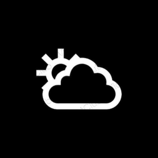 Esztétika fekete Weather alkalmazás ikonok