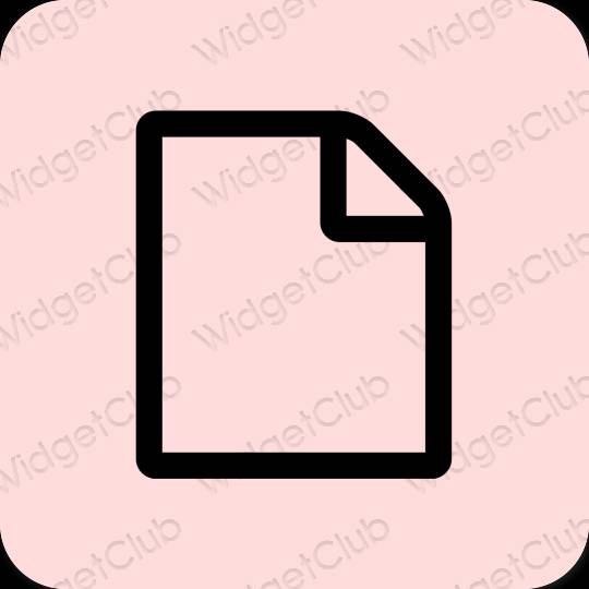 Estético rosa pastel Files ícones de aplicativos