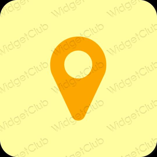 Æstetisk gul Map app ikoner
