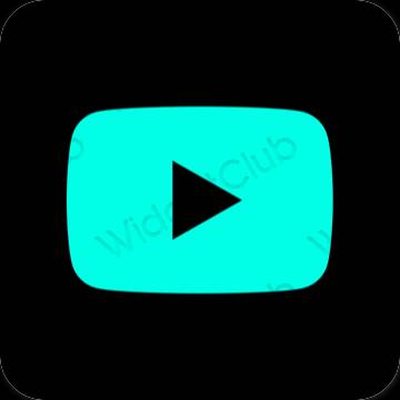 эстетический неоновый синий Youtube значки приложений