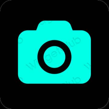 Estetsko neon modra Camera ikone aplikacij