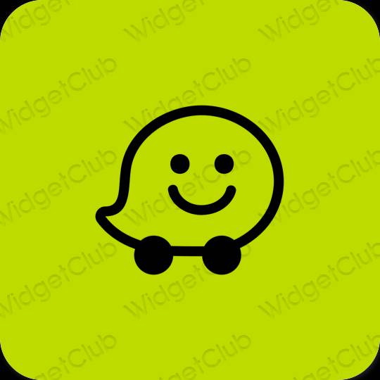Aesthetic green Waze app icons