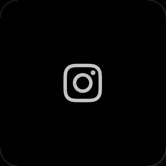 Estético negro Instagram iconos de aplicaciones