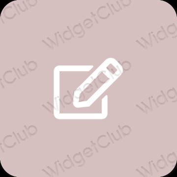 Estetický pastelově růžová Notes ikony aplikací