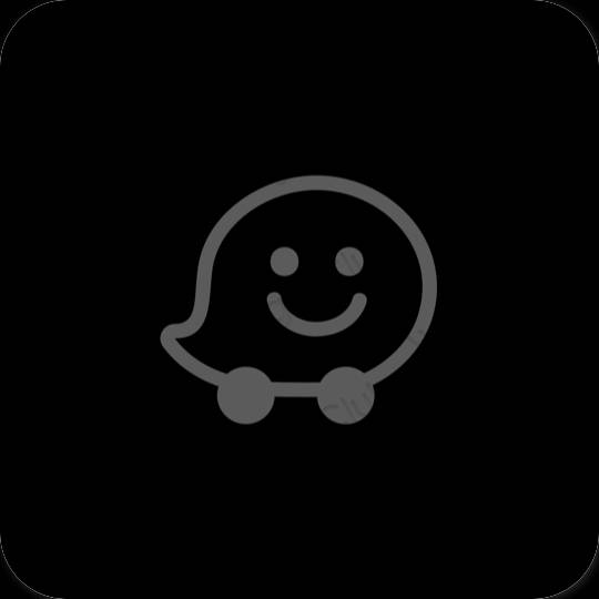 Estetico Nero Waze icone dell'app