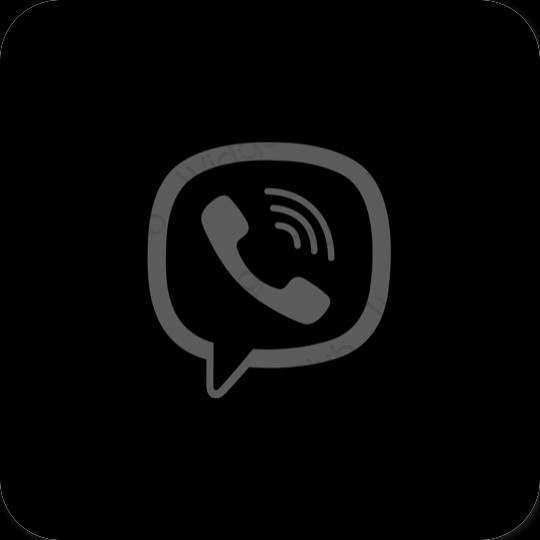 Estetický Černá Viber ikony aplikací