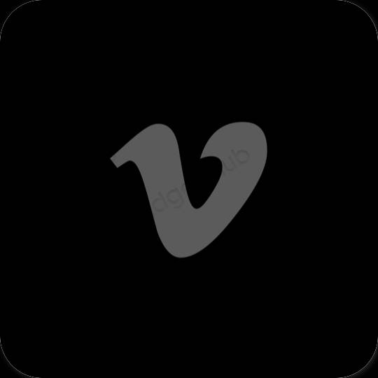 Estetinis juodas Vimeo programėlių piktogramos