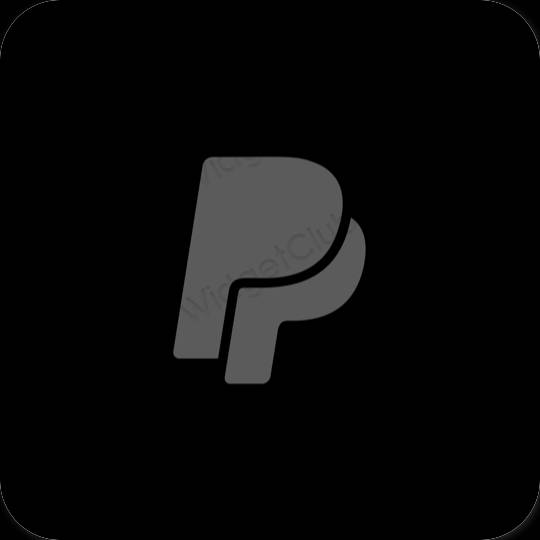 Estetyka czarny Paypal ikony aplikacji