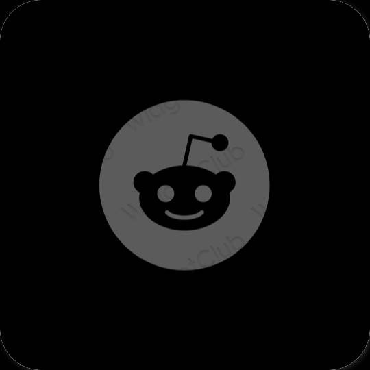 Estetický Černá Reddit ikony aplikací