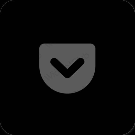Aesthetic black Pocket app icons