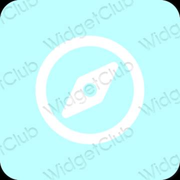 Esthétique bleu pastel Safari icônes d'application
