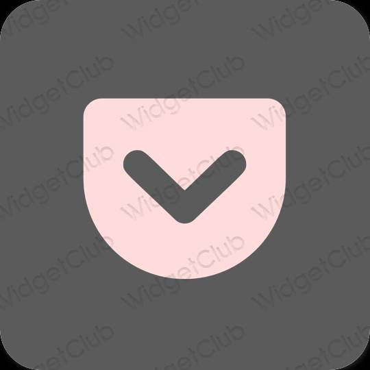 Estetický šedá Pocket ikony aplikací