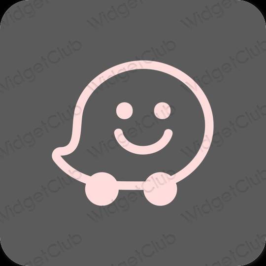 Æstetisk grå Waze app ikoner