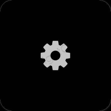 Esztétika fekete Settings alkalmazás ikonok