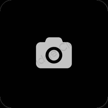 Estético Preto Camera ícones de aplicativos