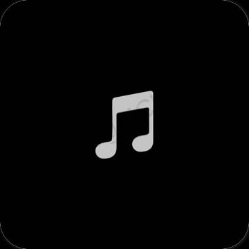 Estetické čierna Apple Music ikony aplikácií