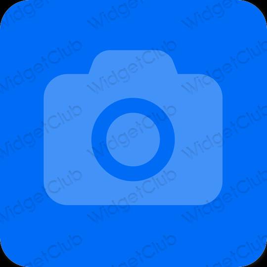 Estetisk neonblå Camera app ikoner