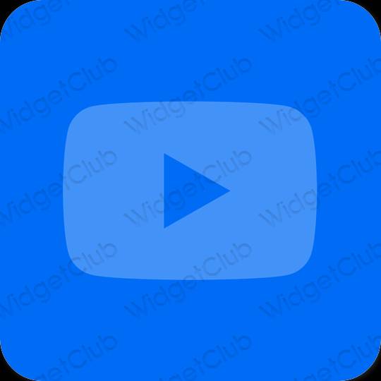 Estetik biru neon Youtube ikon aplikasi