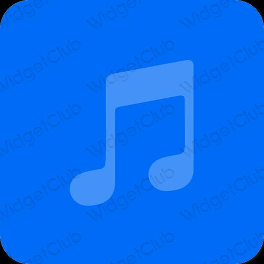 Estetis biru neon Music ikon aplikasi