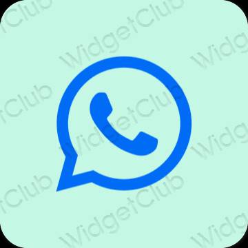 Estetyka pastelowy niebieski WhatsApp ikony aplikacji