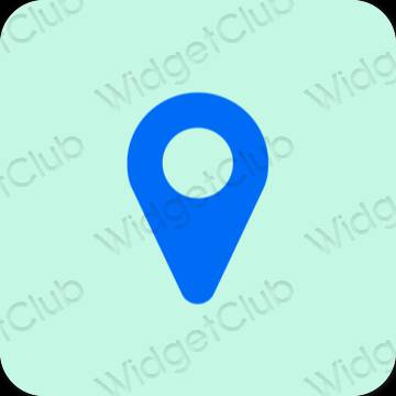 Æstetisk pastel blå Google Map app ikoner