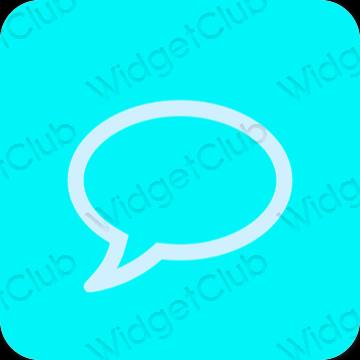 미적인 네온 블루 Messages 앱 아이콘