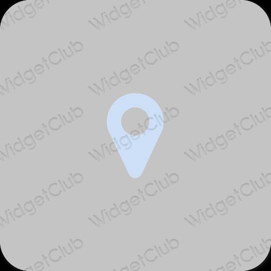 Естетичен сиво Map икони на приложения