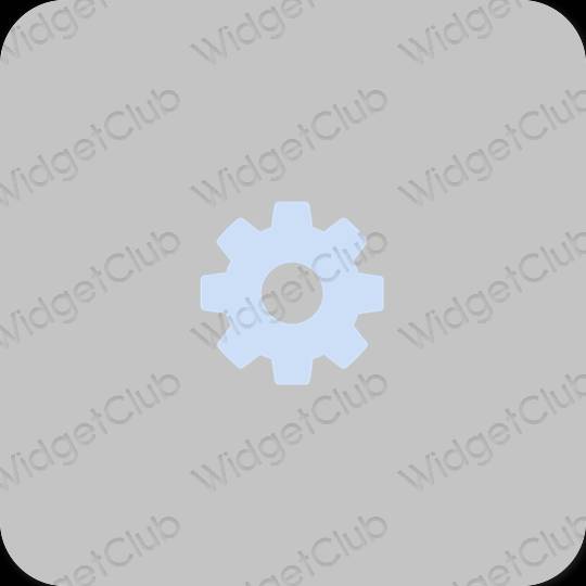 Estetický šedá Settings ikony aplikací