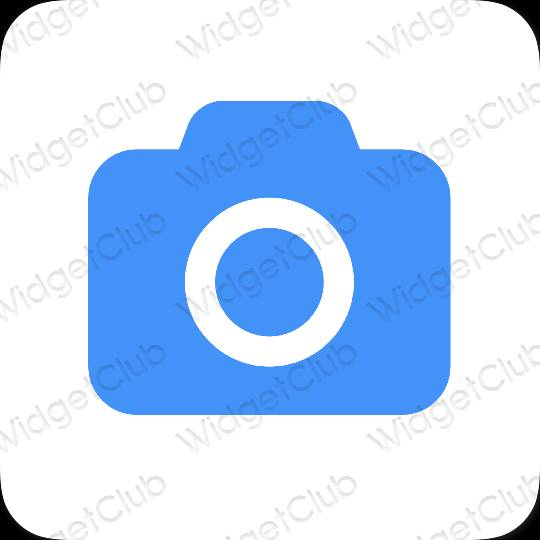 Aesthetic neon blue Camera app icons