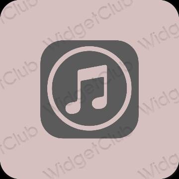 Estetik merah jambu pastel Apple Music ikon aplikasi