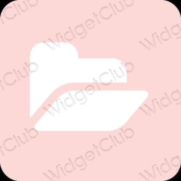 Estetsko pastelno roza Files ikone aplikacij