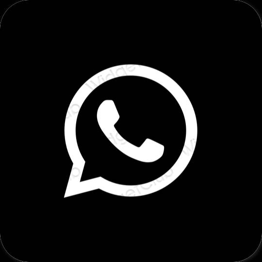 Estetyka czarny WhatsApp ikony aplikacji