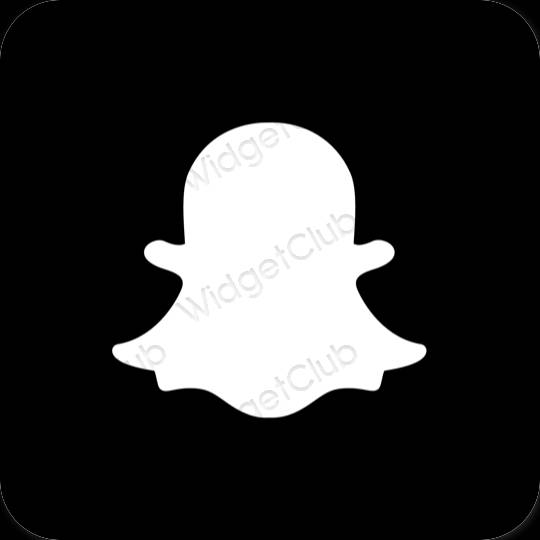 Estético negro snapchat iconos de aplicaciones