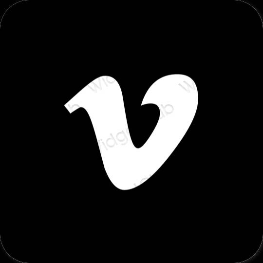 Естетичен черен Vimeo икони на приложения