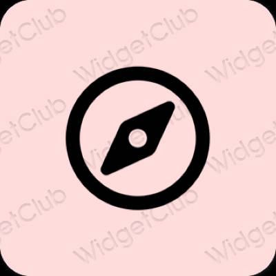 Æstetisk pastel pink Safari app ikoner