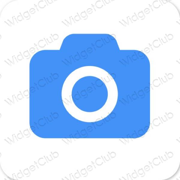 Esztétika neon kék Camera alkalmazás ikonok